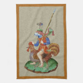Medieval Chicken-Rider Kitchen Towel Theedoek (Verticaal)