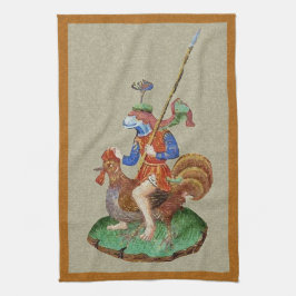 Medieval Chicken-Rider Kitchen Towel Theedoek
