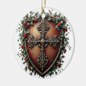 Medieval Christmas Shield with Gothic Cross Keramisch Ornament (Links)
