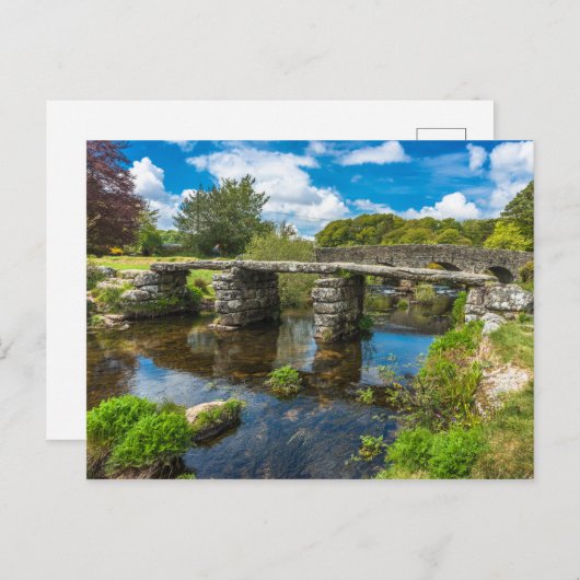 Medieval clapper brug over de rivier in Dartmoor V Briefkaart (Voorkant / Achterkant)