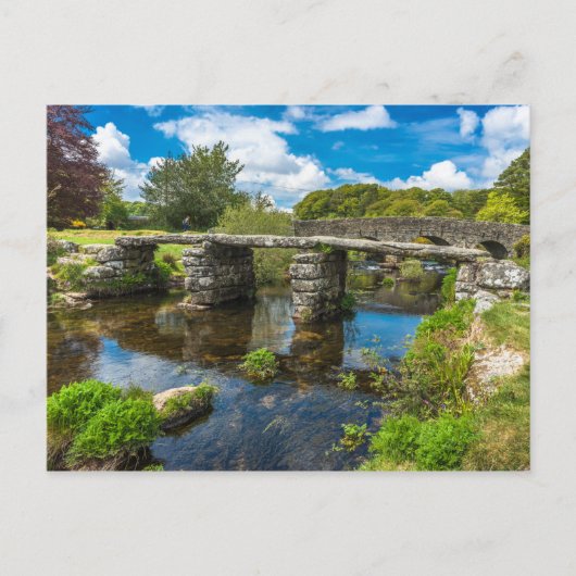 Medieval clapper brug over de rivier in Dartmoor V Briefkaart (Voorkant)