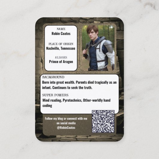 Medieval Coscard Cosplay Trading Cards | QR Code Visitekaartje (Achterkant)