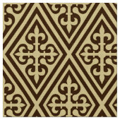 Medieval Cross Damask - Dark Brown en Tan Stof (Close Up)