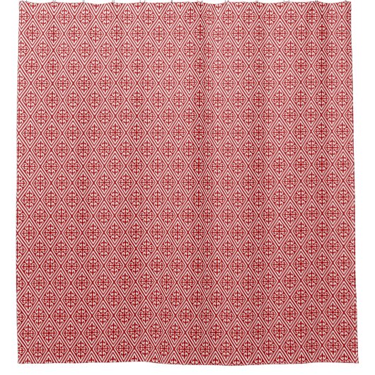Medieval Cross Damask - Deep Red en White Douchegordijn (Voorkant)