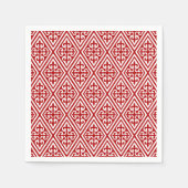 Medieval Cross Damask - Deep Red en White Servetten (Voorkant)