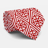 Medieval Cross Damask - Deep Red en White Stropdas (Opgerold)