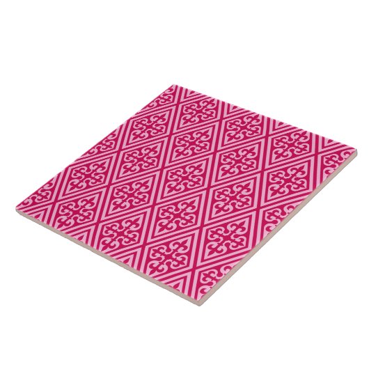 Medieval Cross Damask - Fuchsia Pink Tegeltje (Zijkant)