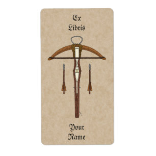 Medieval Crossbow met Bolts Bookplate Etiket
