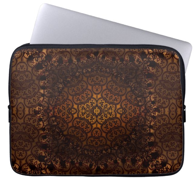 Medieval Damask Arabesque Gold-laptophoes Laptop Sleeve (Voorkant)