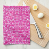 Medieval Damask Diamonds, magenta en wit Theedoek (Quarter Fold)