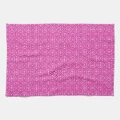 Medieval Damask Diamonds, magenta en wit Theedoek (Horizontaal)