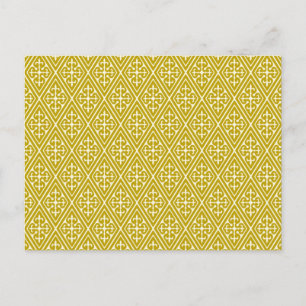Medieval Damask Diamonds, mosterdgoud Briefkaart