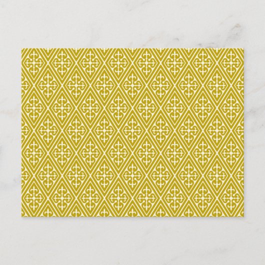 Medieval Damask Diamonds, mosterdgoud Briefkaart (Voorkant)