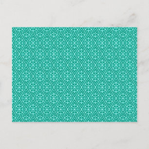 Medieval Damask Diamonds, turquoise en aqua Briefkaart