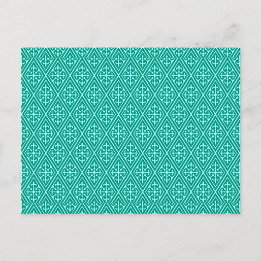 Medieval Damask Diamonds, turquoise en aqua Briefkaart (Voorkant)