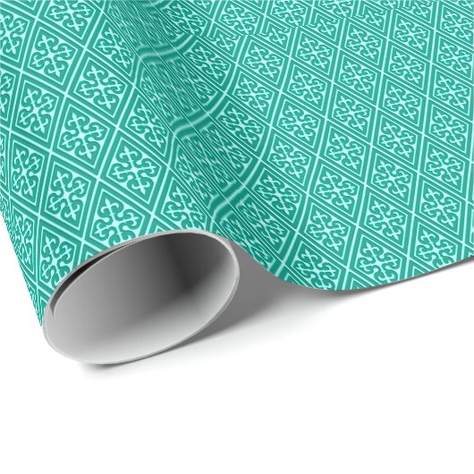 Medieval Damask Diamonds, turquoise en aqua Cadeaupapier (Rol Hoek)