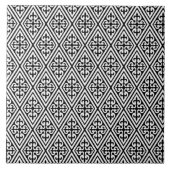 Medieval Damask Diamonds, zwart-wit Tegeltje (Voorkant)