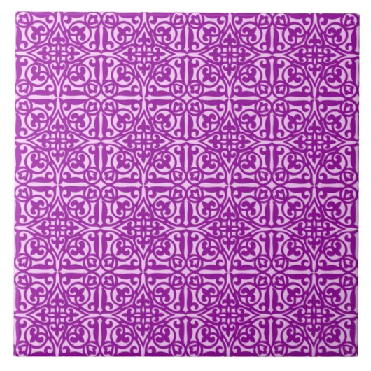 Medieval Damask Fleur-de-lis, amethyst paars Tegeltje (Voorkant)