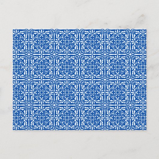 Medieval Damask Fleur-de-lis, kobalt blauw Briefkaart (Voorkant)
