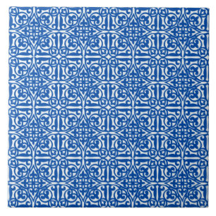 Medieval Damask Fleur-de-lis, kobalt blauw Tegeltje
