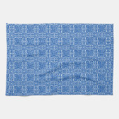 Medieval Damask Fleur-de-lis, kobalt blauw Theedoek (Horizontaal)