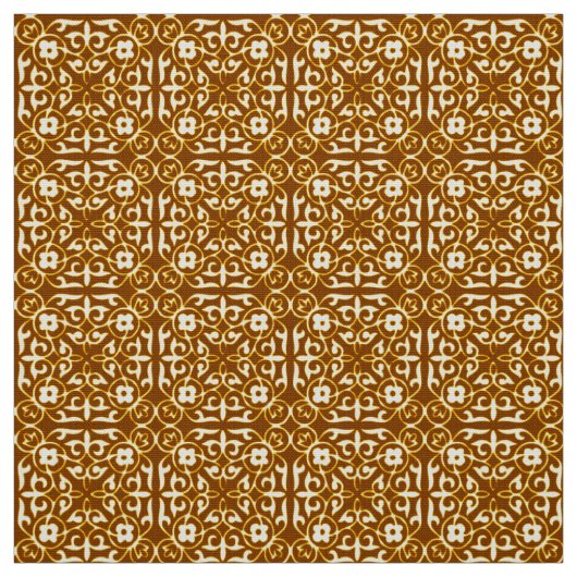 Medieval Damask Fleur-de-lis, koper en crème Stof (Swatch)