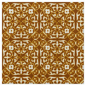Medieval Damask Fleur-de-lis, koper en crème Stof (Close Up)