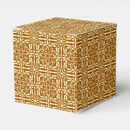 Medieval Damask Fleur-de-lis, koper en room Bedankdoosjes (Voorkant Zijde)