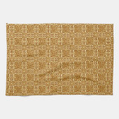 Medieval Damask Fleur-de-lis, koper en room Theedoek (Horizontaal)