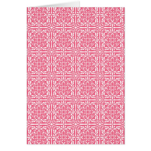 Medieval Damask Fleur-de-lis, koraalroze & wit (Voorkant)
