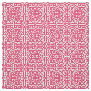 Medieval Damask Fleur-de-lis, koraalroze & wit Stof