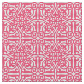 Medieval Damask Fleur-de-lis, koraalroze & wit Stof (Close Up)