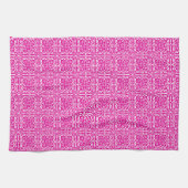 Medieval Damask Fleur-de-lis, magenta en white Theedoek (Horizontaal)