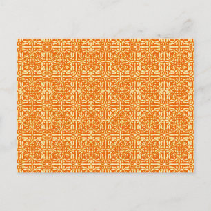 Medieval Damask Fleur-de-lis, mandarin sinaasappel Briefkaart