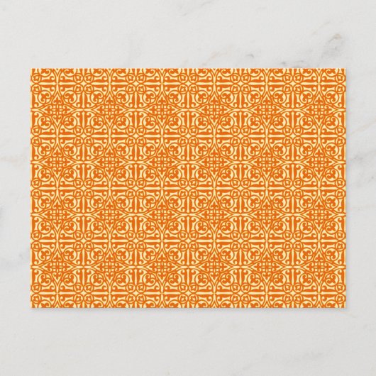 Medieval Damask Fleur-de-lis, mandarin sinaasappel Briefkaart (Voorkant)