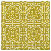 Medieval Damask Fleur-de-lis, mosterdgoud Stof (Close Up)