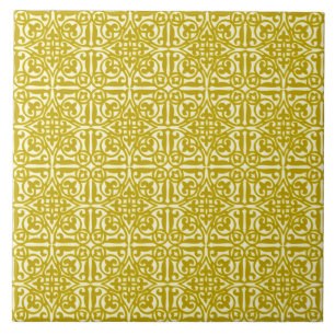 Medieval Damask Fleur-de-lis, mosterdgoud Tegeltje