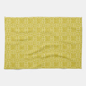 Medieval Damask Fleur-de-lis, mosterdgoud Theedoek (Horizontaal)