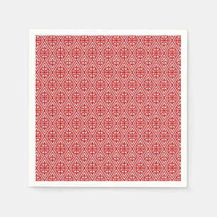 Medieval Damask Fleur-de-lis, rood en wit Servetten