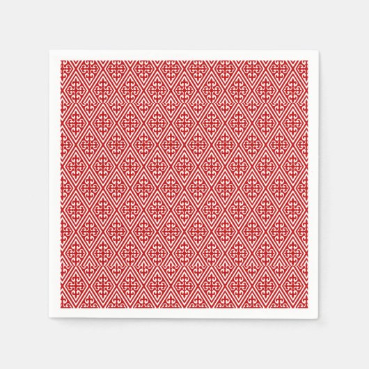 Medieval Damask Fleur-de-lis, rood en wit Servetten (Voorkant)