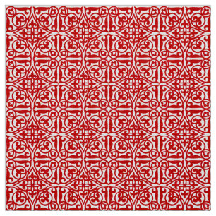 Medieval Damask Fleur-de-lis, rood en wit Stof