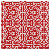 Medieval Damask Fleur-de-lis, rood en wit Stof (Close Up)