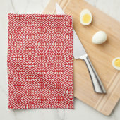 Medieval Damask Fleur-de-lis, rood en wit Theedoek (Quarter Fold)