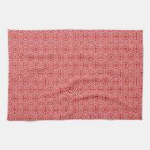 Medieval Damask Fleur-de-lis, rood en wit Theedoek (Horizontaal)