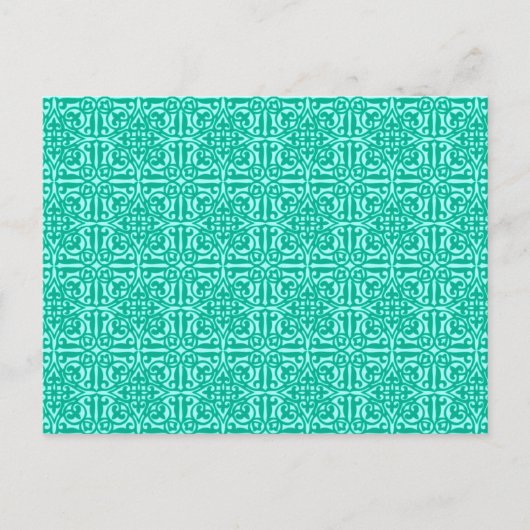 Medieval Damask Fleur-de-lis, turquoise & aqua Briefkaart (Voorkant)