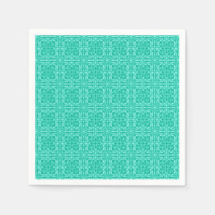 Medieval Damask Fleur-de-lis, turquoise & aqua Servet