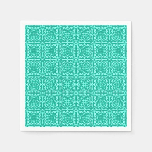 Medieval Damask Fleur-de-lis, turquoise & aqua Servet (Voorkant)