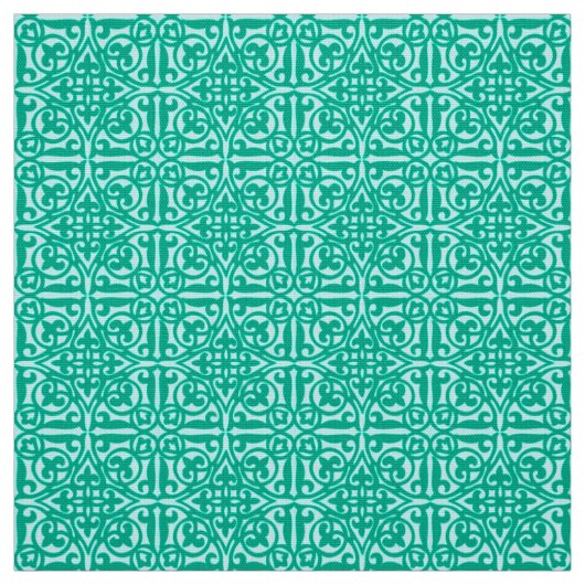 Medieval Damask Fleur-de-lis, turquoise & aqua Stof (Swatch)