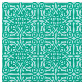 Medieval Damask Fleur-de-lis, turquoise & aqua Stof (Close Up)