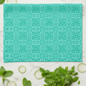 Medieval Damask Fleur-de-lis, turquoise & aqua Theedoek (Gevouwen)